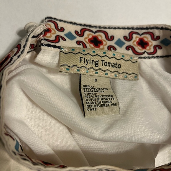 Flying Tomato Cream Dress with Red and Blue Accents - Picture 4 of 5